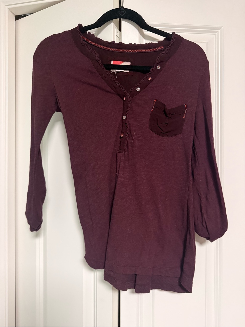 Anthropologie Plum Long-Sleeve Henley Top